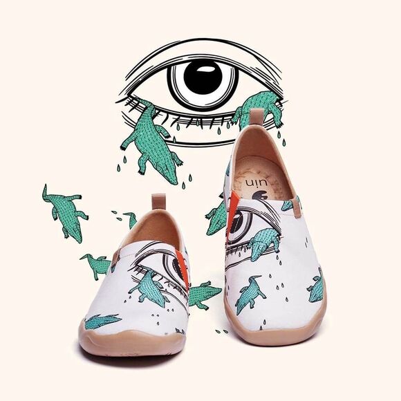 UIN Men's Loafers Painted Shoes Slip On Canvas Walking Shoes (crocodile)NewNoBox - Picture 3 of 8